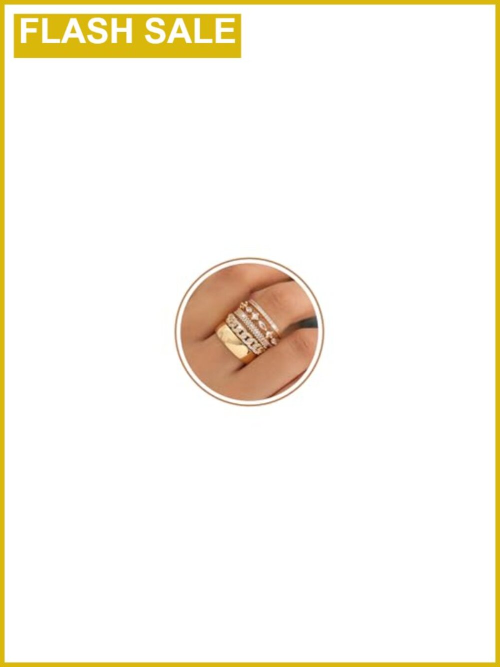 14K Gold Plated Stackable Rings Set Cubic Zirconia Dainty Statement
